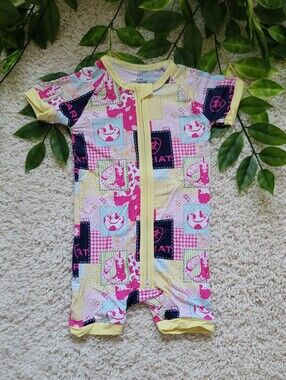 Baby Girl Western Patchwork Romper (Shortie) (6-12 Months)
